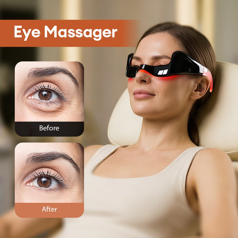 Light Therapy Glasses - เครื่องนวดตาไฟฟ้า การบำบัดด้วยแสงสีแดง บรรเทาอาการเมื่อยล้าของดวงตา ลดริ้วรอยรอบดวงตา ลบความหมองคล้ำ บำรุงรอบดวงตา