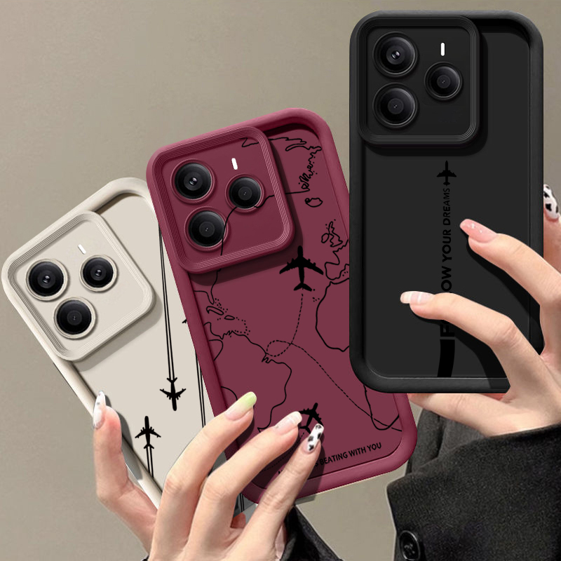 Xiaomi Redmi Note 14 - เคสโทรศัพท์ TPU ลายเส้นทางเครื่องบิน สำหรับ Xiaomi Redmi